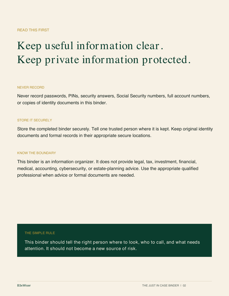 Privacy and secure-storage guidance page